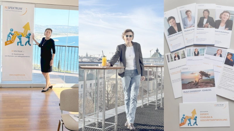 Bild-Collage zum Jubiläum von Respektrum, Britta Reichard im Seminar.